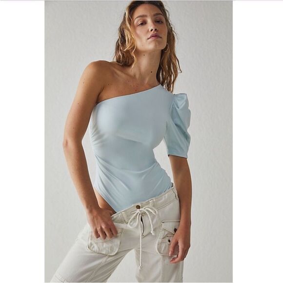 FREE PEOPLE | INTIMATELY NEW Somethin’ Bout You Blue Bodysuit Women’s Size Small - Picture 1 of 13
